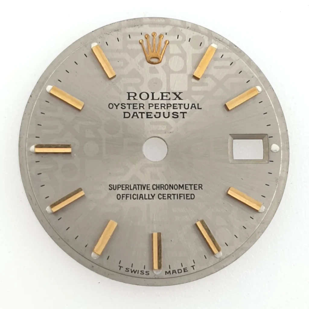 Rolex 26mm Oyster Perpetual Datejust Gray Jubilee Anniversary Dial Gold Sticks