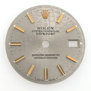 Rolex 26mm Oyster Perpetual Datejust Gray Jubilee Anniversary Dial Gold Sticks
