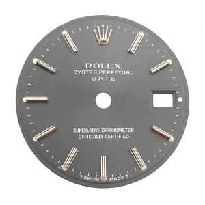 Rolex 26mm Oyster Perpetual Date Gray Dial Silver Sticks