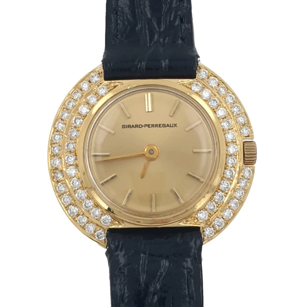 Vintage Lady Girard-Perregaux Watch 18k Yellow Gold with Diamonds 1980s