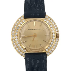 Vintage Lady Girard-Perregaux Watch 18k Yellow Gold with Diamonds 1980s