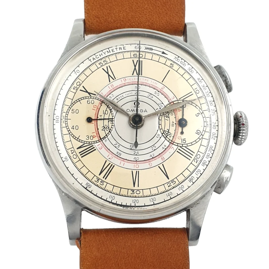 Vintage Omega Cal. 33.3 Chronograph Men 38mm Watch Rare Collectible 1940 Flyback