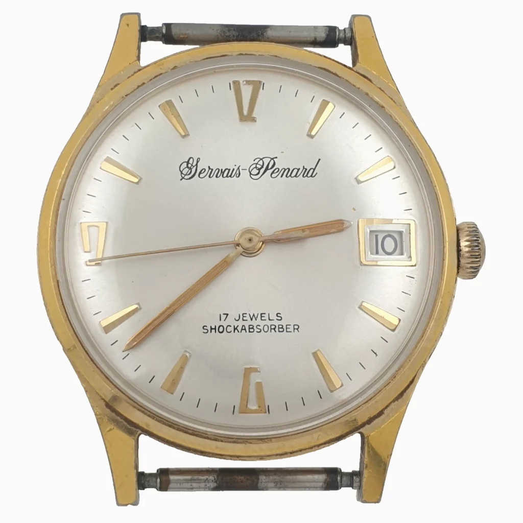 Vintage Gervais Penard Date 17J Manual EB189 Movement & Case Steel Gold Filled