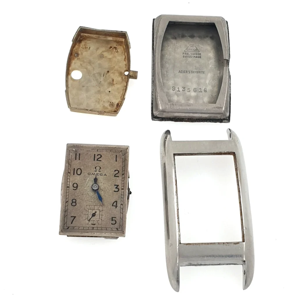Vintage Omega T17 Manual Movement & 22mm Stainless Steel Case For Parts