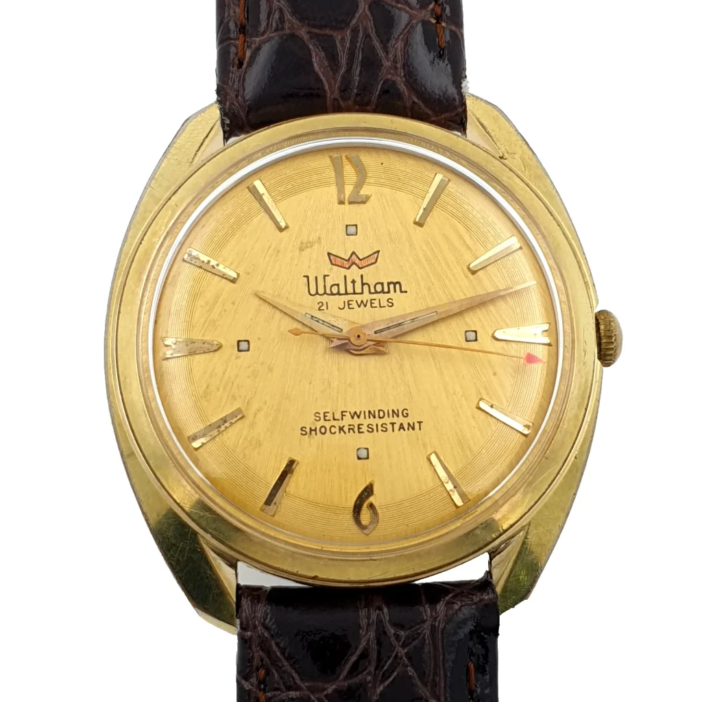 Vintage Waltham Shock Resistant Self Winding 21 Jewel Champagne Gold Tone Watch
