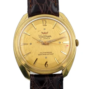 Vintage Waltham Shock Resistant Self Winding 21 Jewel Champagne Gold Tone Watch