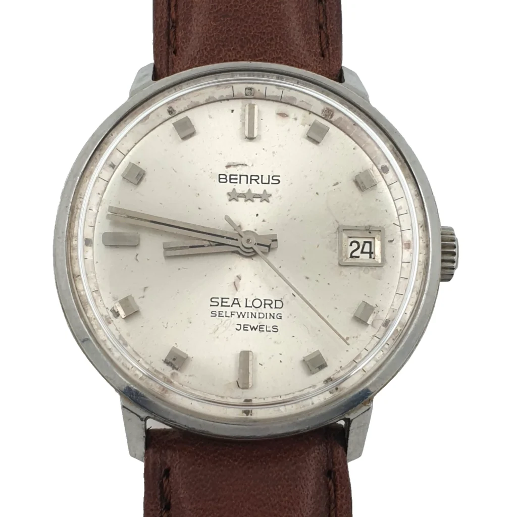 Vintage Benrus Sea Lord 3 Stars Calendar Date Self Winding Stainless Steel Watch