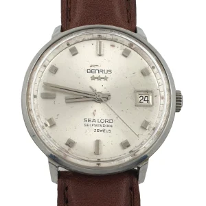 Vintage Benrus Sea Lord 3 Stars Calendar Date Self Winding Stainless Steel Watch