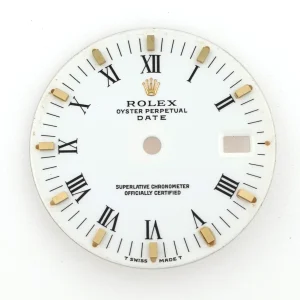 Rolex 34mm Oyster Perpetual Date 15200 White Enamel Dial Gold Sticks Roman