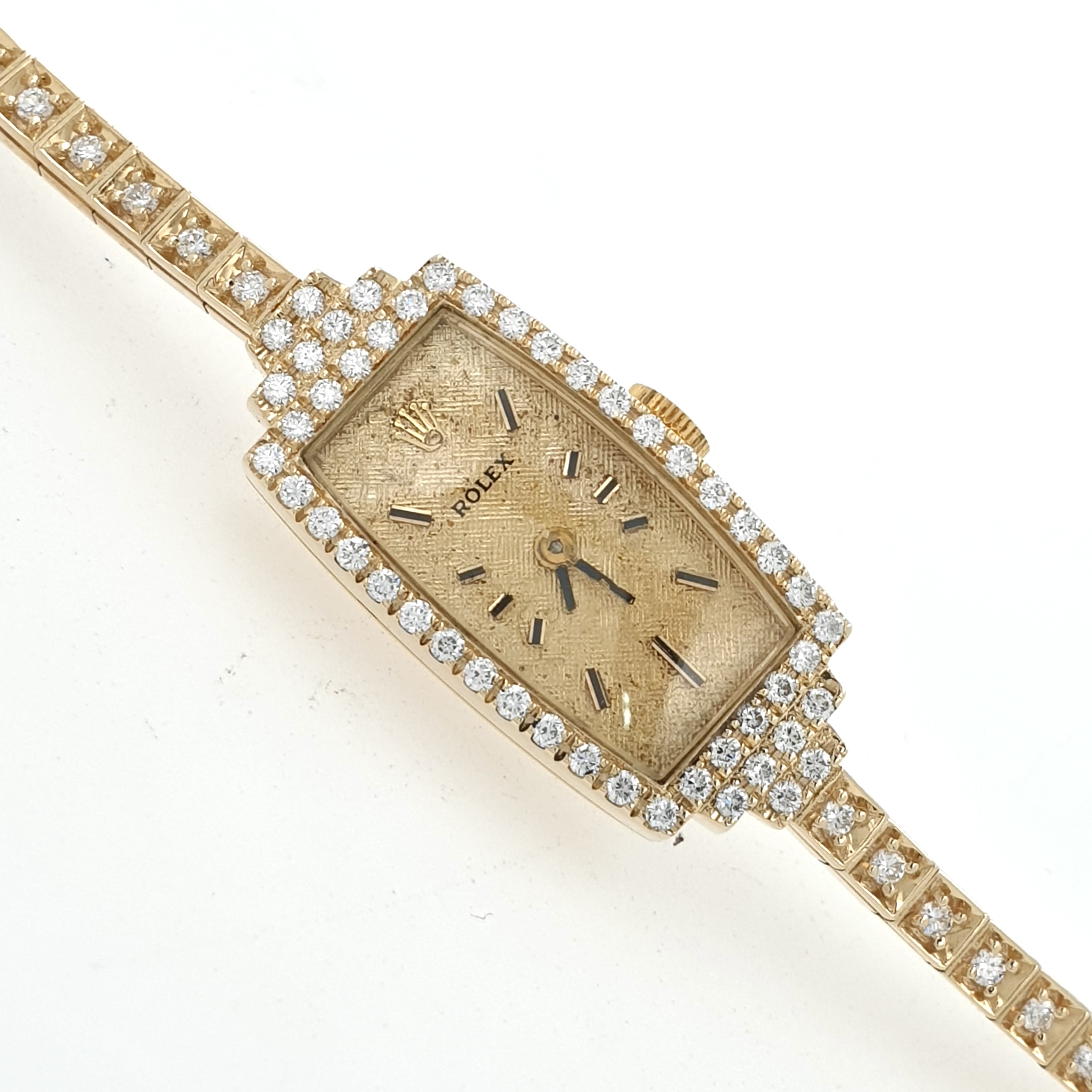 Lady Rolex Vintage Manual Watch 14k Yellow Gold with Natural Diamonds 1950s - Image 3