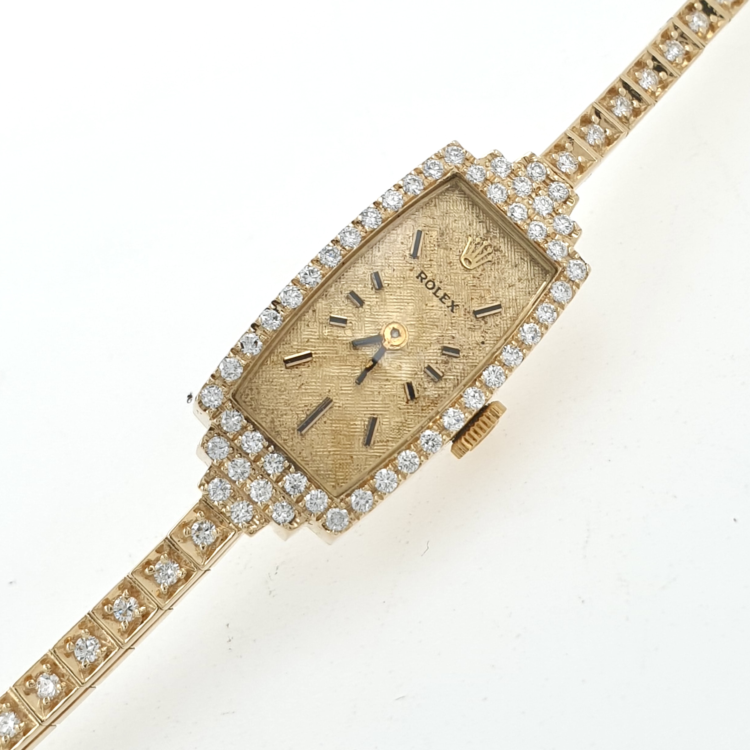 Lady Rolex Vintage Manual Watch 14k Yellow Gold with Natural Diamonds 1950s - Image 4