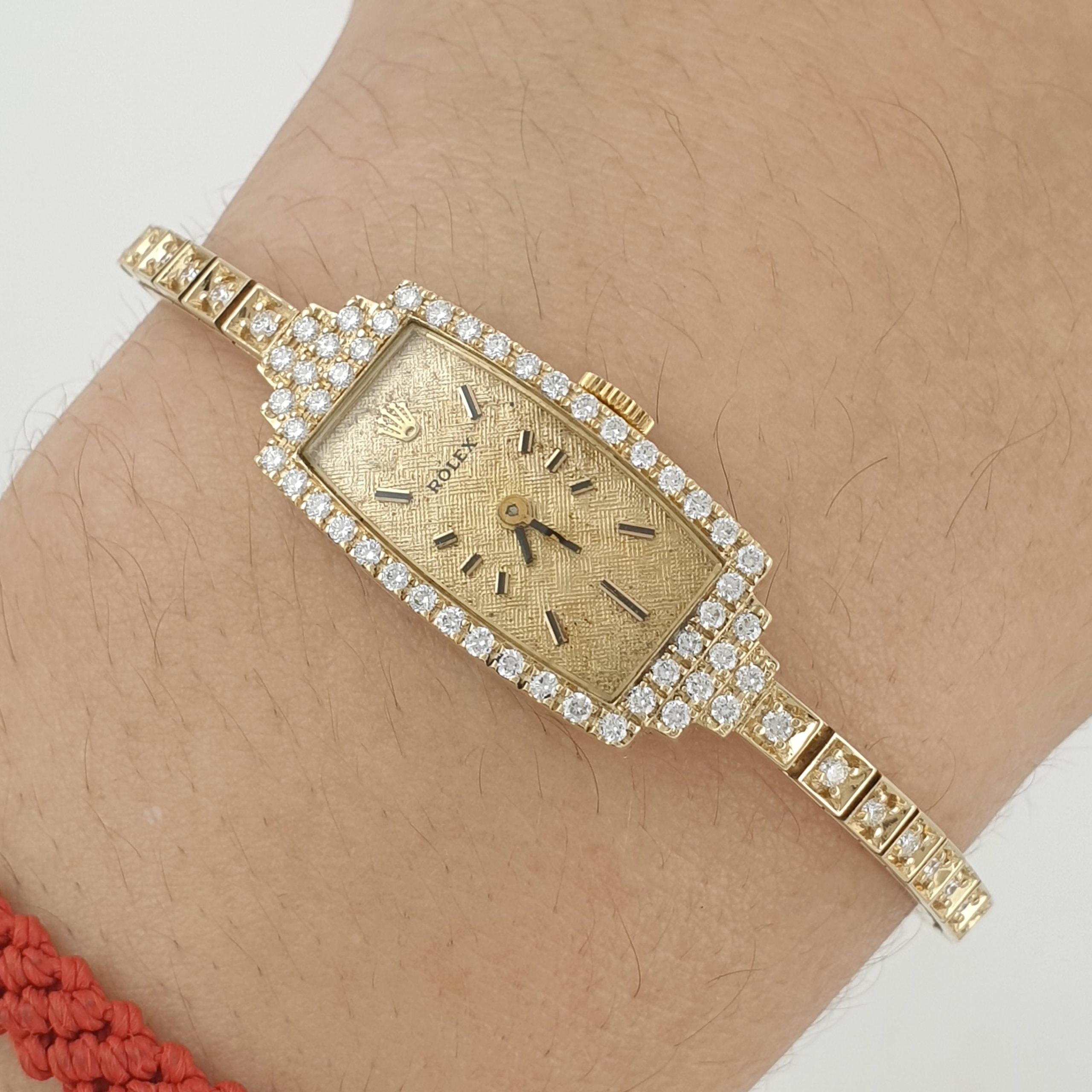 Lady Rolex Vintage Manual Watch 14k Yellow Gold with Natural Diamonds 1950s - Image 2